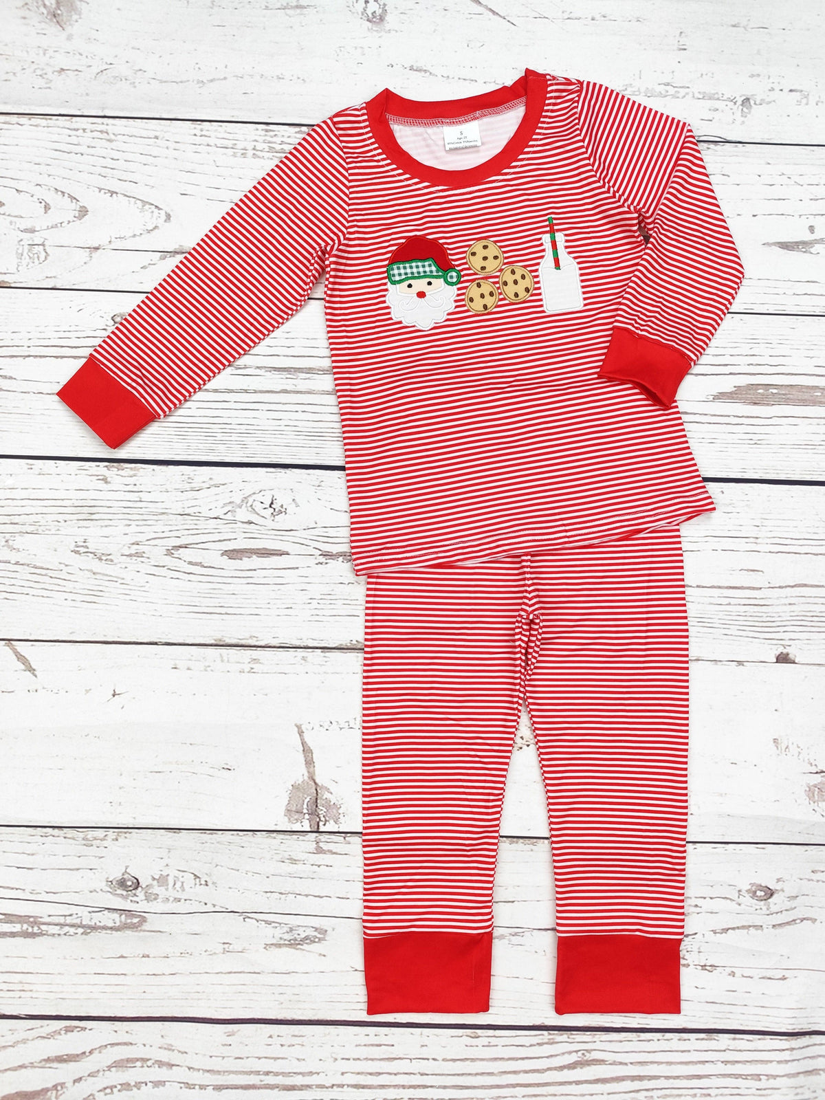 Santa's Milk & Cookies Appliqué Boys Pajamas: 12-18M