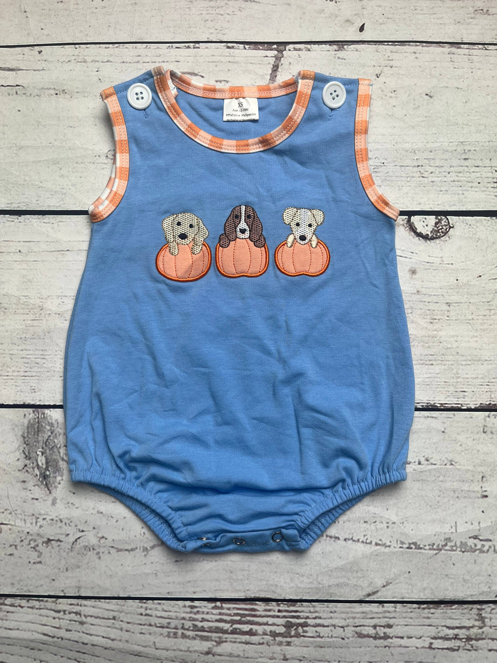 Baby Boy Puppy Pumpkin Appliqué Bubble: 3-6M