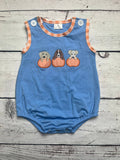 Baby Boy Puppy Pumpkin Appliqué Bubble: 3-6M