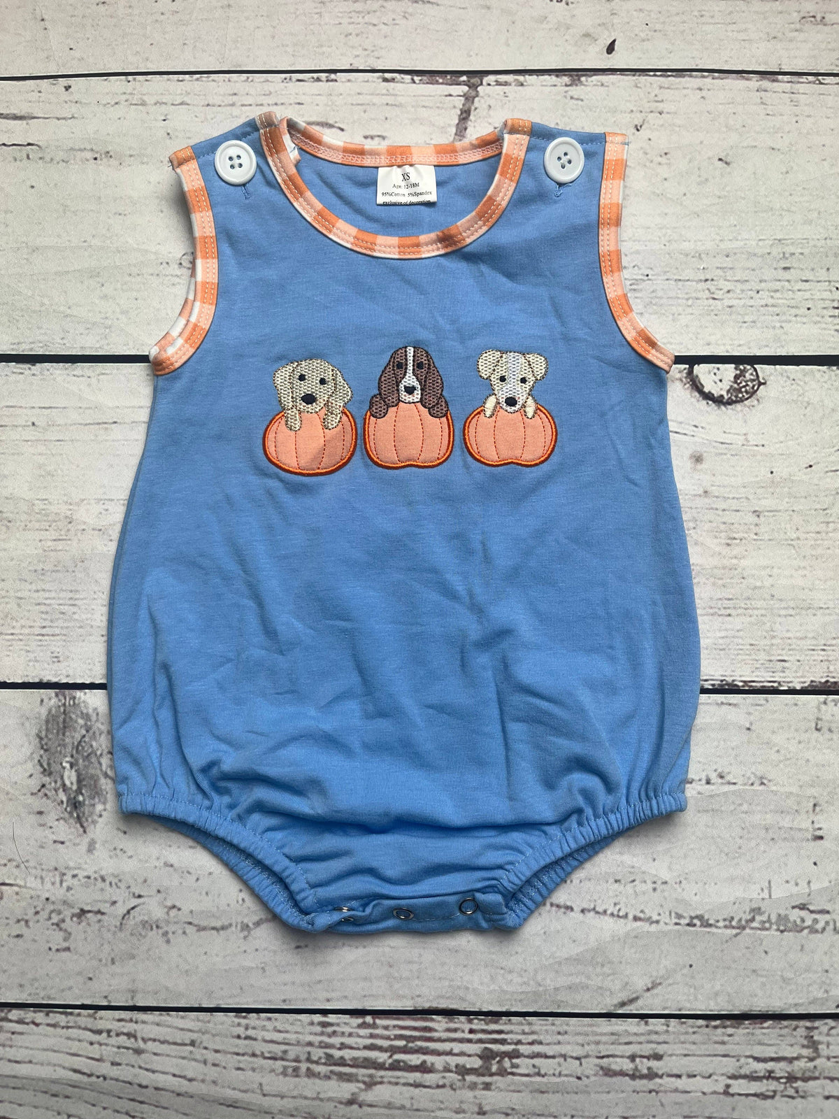 Baby Boy Puppy Pumpkin Appliqué Bubble: 3-6M